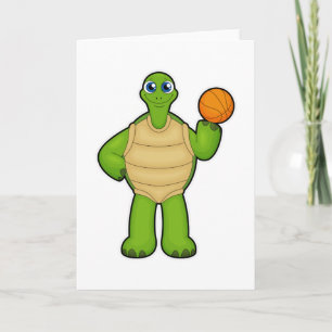 Carte Tortue en tant que joueur de basket-ball avec ball
