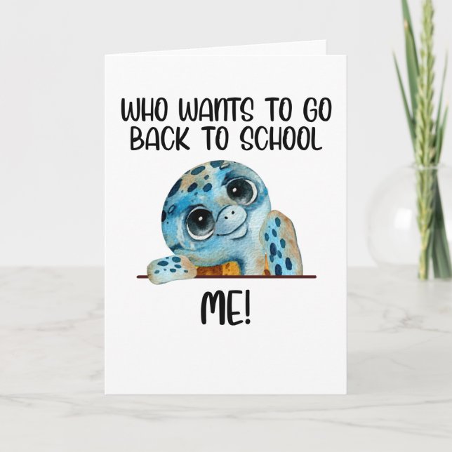 Carte tortue qui veut retourner à l'école (Devant)