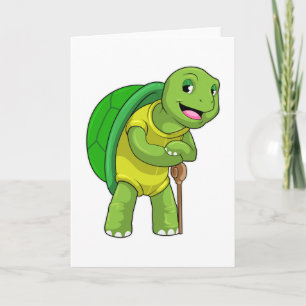 Carte Tortue retraitée avec canne