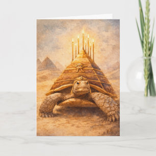 Carte Tortue Sulcata gâteau d'anniversaire pyramide égyp