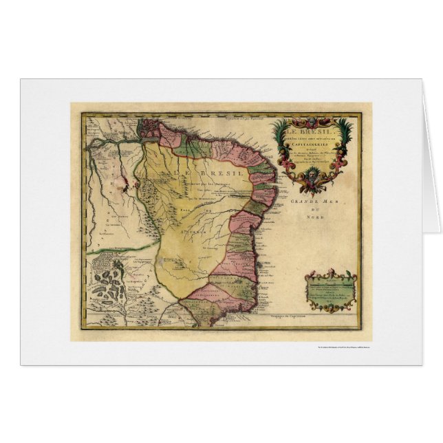 Carte tôt 1719 du Brésil (Devant horizontal)