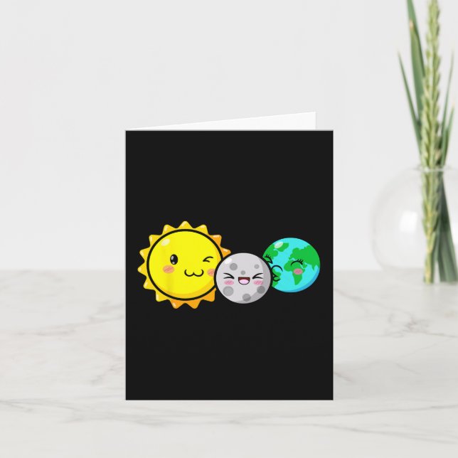 Carte Total Solaire Eclipse 2024 Cute Kawaii Fun Astrono (Devant)