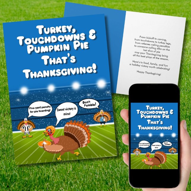 Carte Touchdowns drôles de dinde de Thanksgiving (Créateur téléchargé)