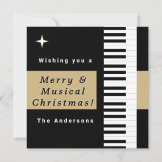 Carte Touches de piano élégantes Noël moderne noir blanc