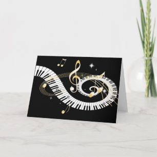 Carte Touches de piano et notes de musique d'or
