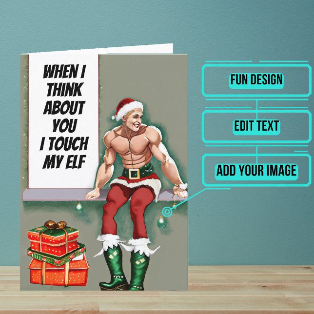 Carte Touchez Mon Elfe Fêtes de Noël amusantes (Share your love this year with a Holiday greeting card using a fun design.)