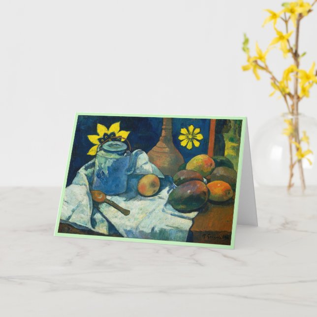 Carte Toujours la vie avec théière et fruits, Paul Gaugu (Fleur jaune)