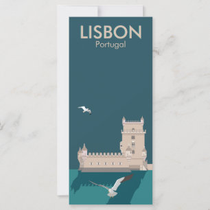 Carte Tour de Belem de Lisbonne dans le style poster vin
