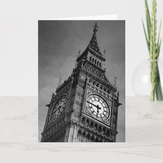 Carte Tour d'horloge noire et blanche de Big Ben (Devant)