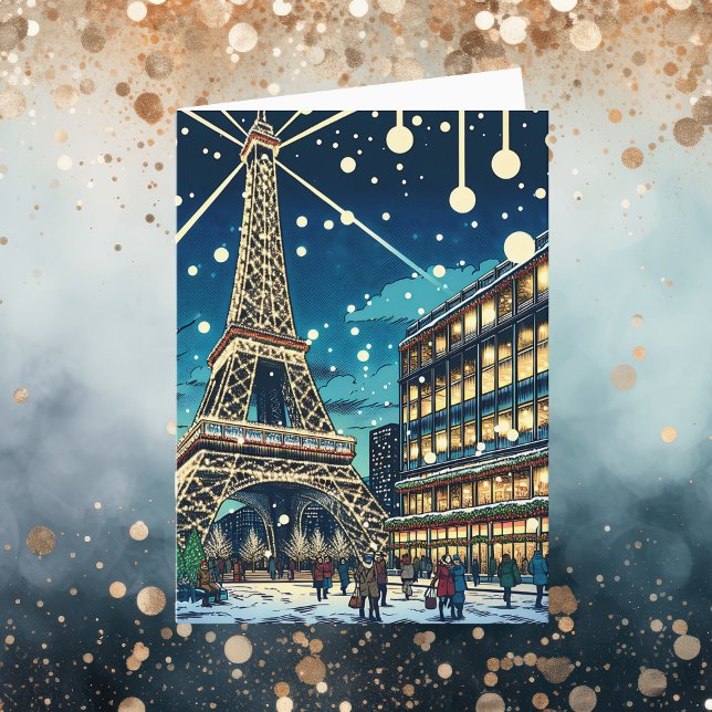 Carte Tour Eiffel à Paris, France à l'heure de Noël (Créateur téléchargé)