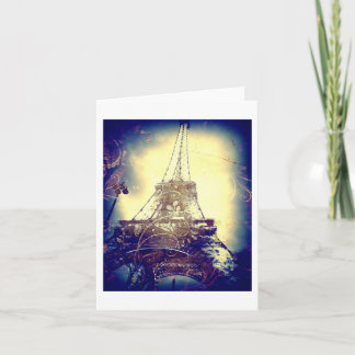 Carte Tour Eiffel, bleu d'indigo, vide