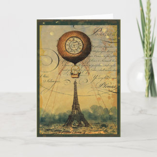 Carte Tour Eiffel et ballon à air chaud