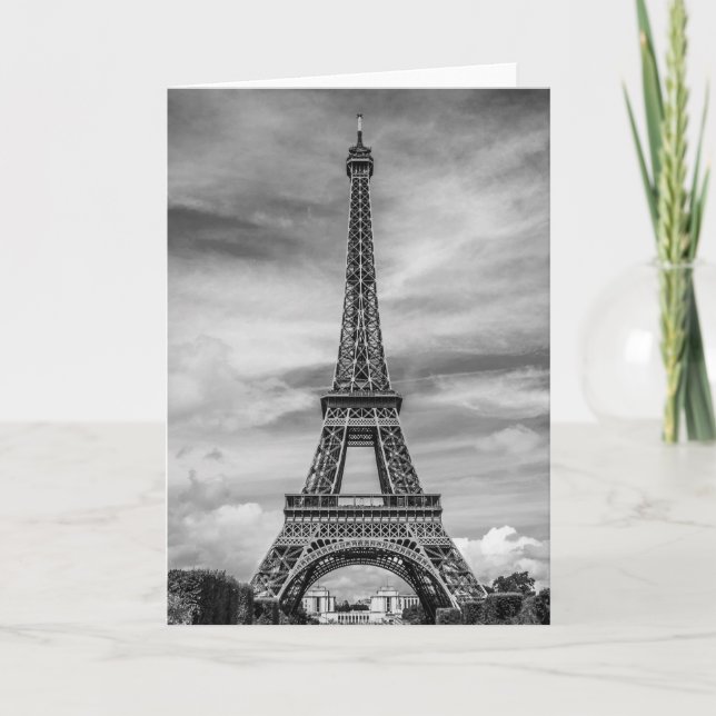 Carte Tour Eiffel noir et blanc Paris France (Devant)