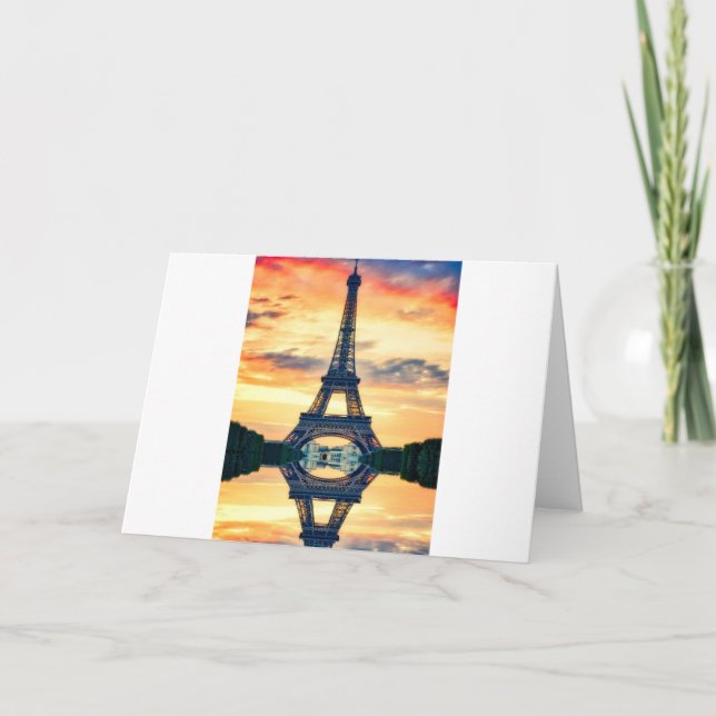 Carte Tour Eiffel Paris Soirée européenne (Devant)