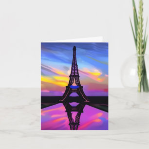 Carte Tour Eiffel Pittoresque Au Coucher Du Soleil