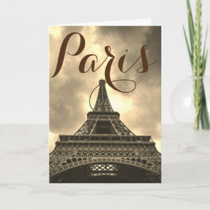 Carte Tour Eiffel Sépia Paris France Voyage Vintage