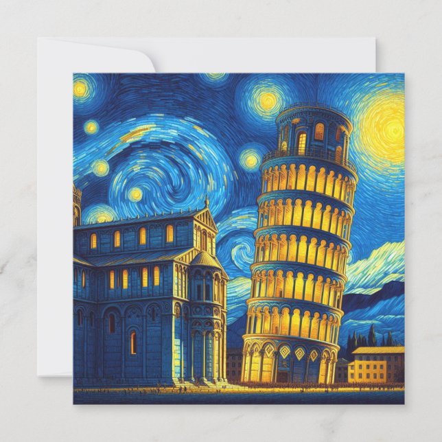 Carte Tour Starry Night Leaning De Pise Italie (Devant)