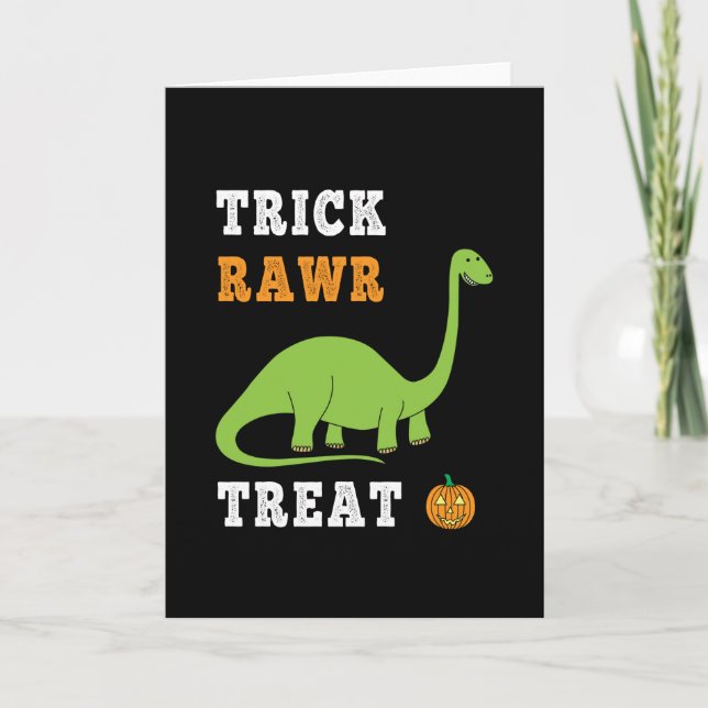 Carte Tour Trick Rawr Cute Halloween Brontosaure Dino (Devant)