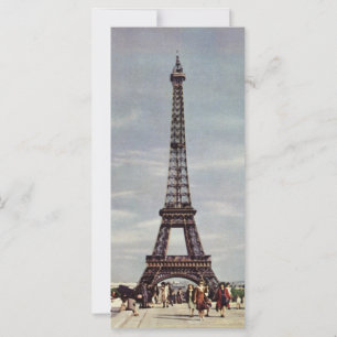 Carte Touristes vintages voyageant à Paris Tour Eiffel