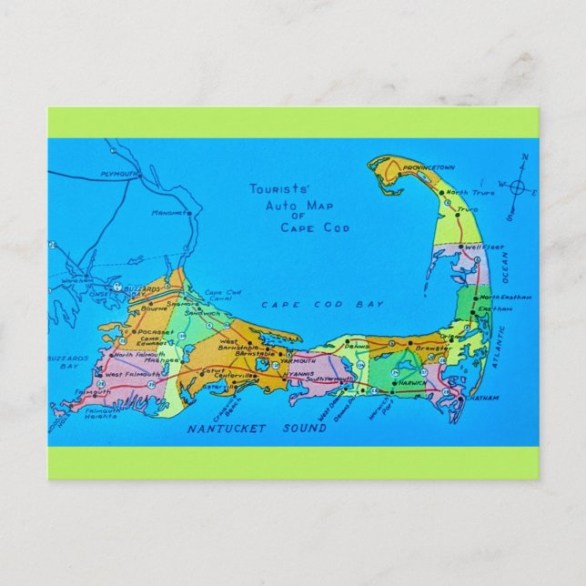 Carte touristique de l'ancien cap Cod (Devant)