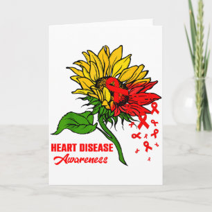 Carte Tournesol &amp; Rubans Rouges Volant au Cœur de la