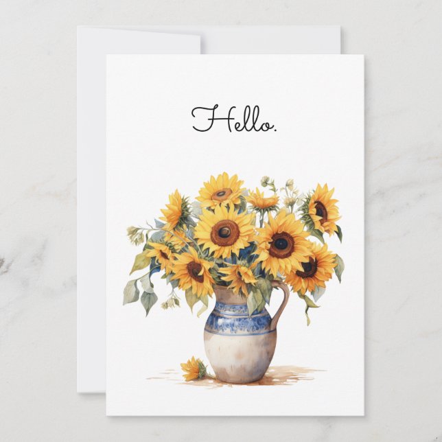 Carte Tournesol aquarelle illustration plat (Devant)