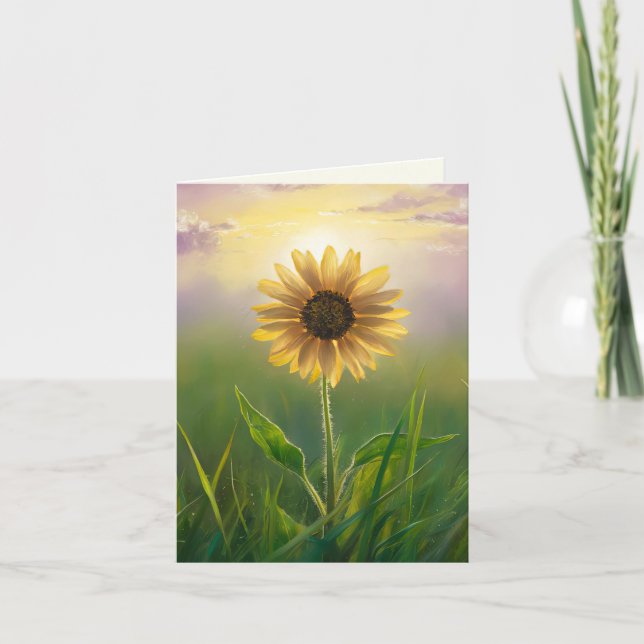 Carte Tournesol de sympathie Merci (Devant)