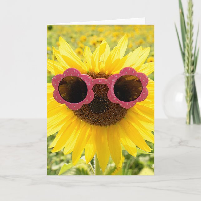 Carte Tournesol En Lunettes De Soleil Anniversaire (Devant)