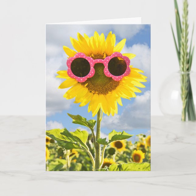 Carte Tournesol en lunettes de soleil roses terrain de t (Devant)