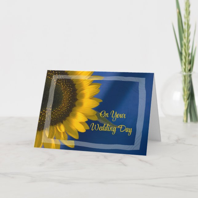 Carte Tournesol jaune sur bleu Blended Family Mariage (Devant)