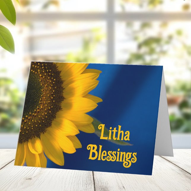 Carte Tournesol jaune sur Litha bleu Solstice d'été (Créateur téléchargé)