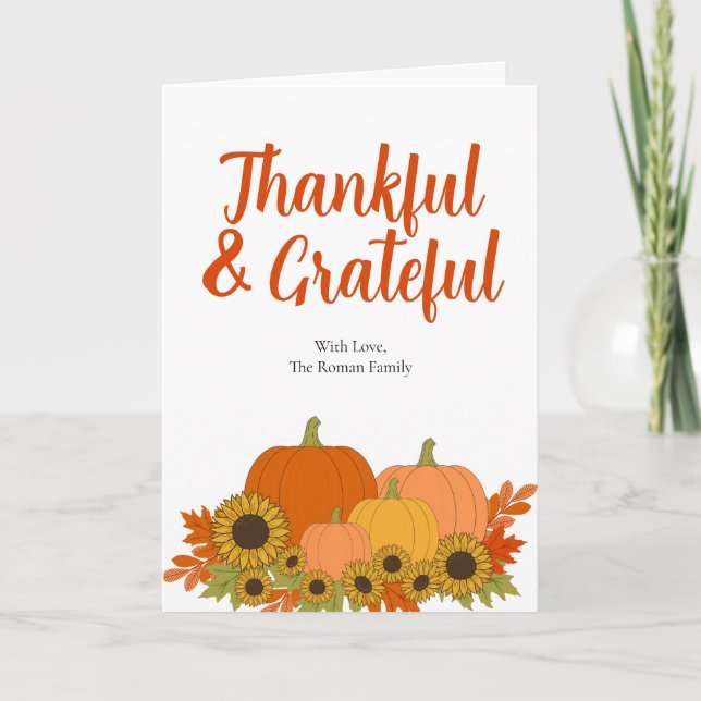 Carte Tournesol moderne Grateful & Thanksgiving (Devant)