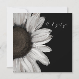 Carte Tournesol Noir et Blanc Pensant à Toi