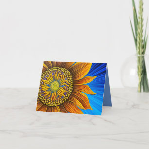 Carte Tournesol rustique sur bleu