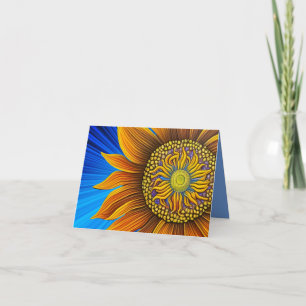 Carte Tournesol rustique sur bleu