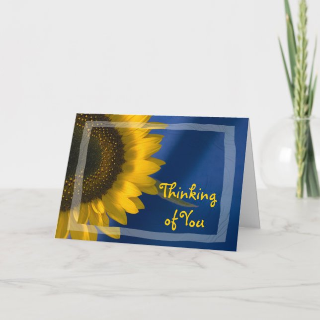 Carte Tournesol sur la pensée bleue de vous (Devant)