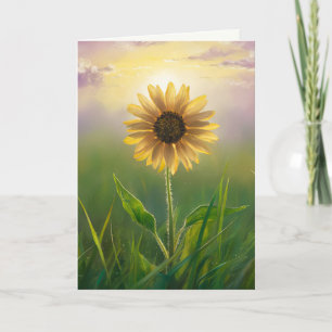 Carte Tournesol Sympathique dans le pré vert