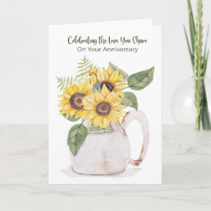 Carte Tournesols de l'anniversaire de mariage Pitcher Am