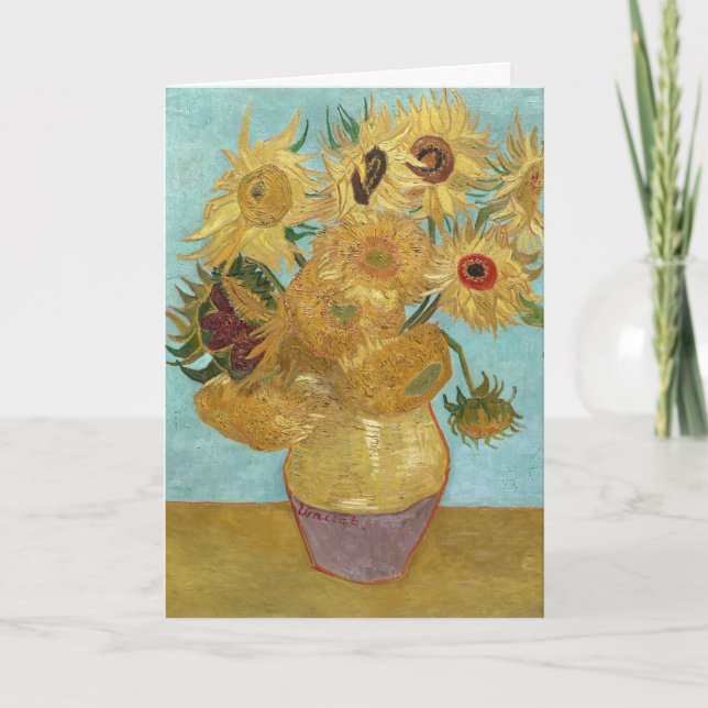 Carte Tournesols de Van Gogh - Impressionnisme Bleu et J (Devant)
