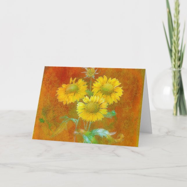 Carte Tournesols peints doux (Devant)