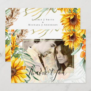 Carte Tournesols Rustiques Pampas Mariage en herbe