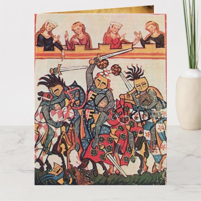 CARTE TOURNOI MÉDIÉVAL, COMBATTRE DES CHEVALIERS ET DES  (Devant)