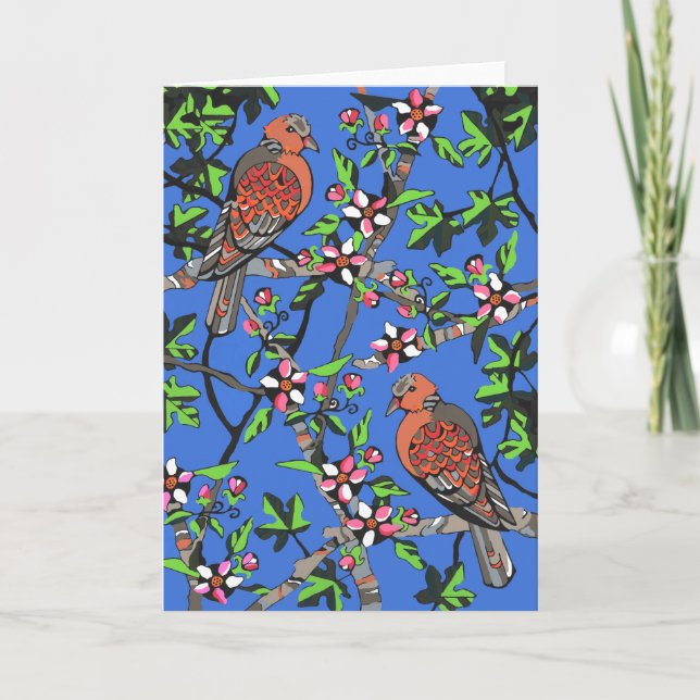 Carte Tourtledoves parmi les fleurs (Devant)