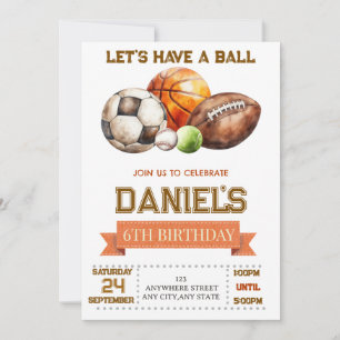 Carte Tous les sports Anniversaire d'un garçon Ballon