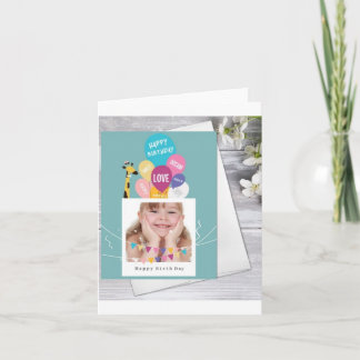 Carte Tout Age 5 Photo Collage Turquoise Personnalisé An