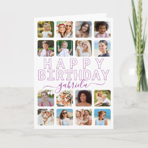 Carte Tout âge moderne 16 photo Collage Anniversaire