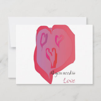 Carte Tout ce dont tu as besoin, c'est d'amour