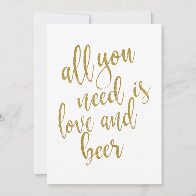 Carte Tout ce dont vous avez besoin est amour et bière s (Devant)
