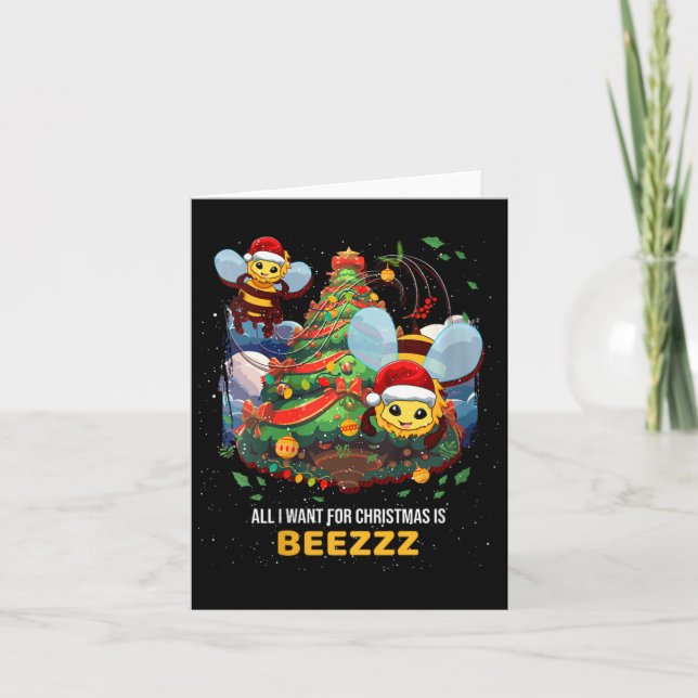 Carte Tout Ce Que Je Veux Pour Noël Est Beezzz Miel Bee  (Devant)
