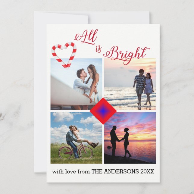 Carte Tout est Bright Sucre de canne Heart Photo Collage (Devant)